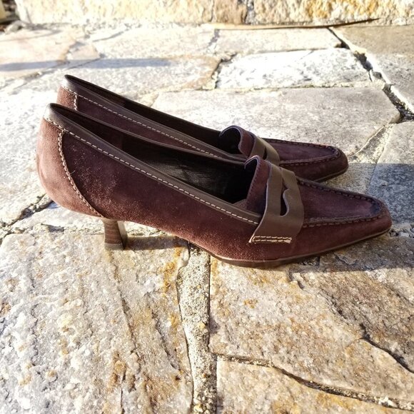 NEW Aerosoles Sleekend Suede Loafer Pumps Heels - Picture 5 of 13